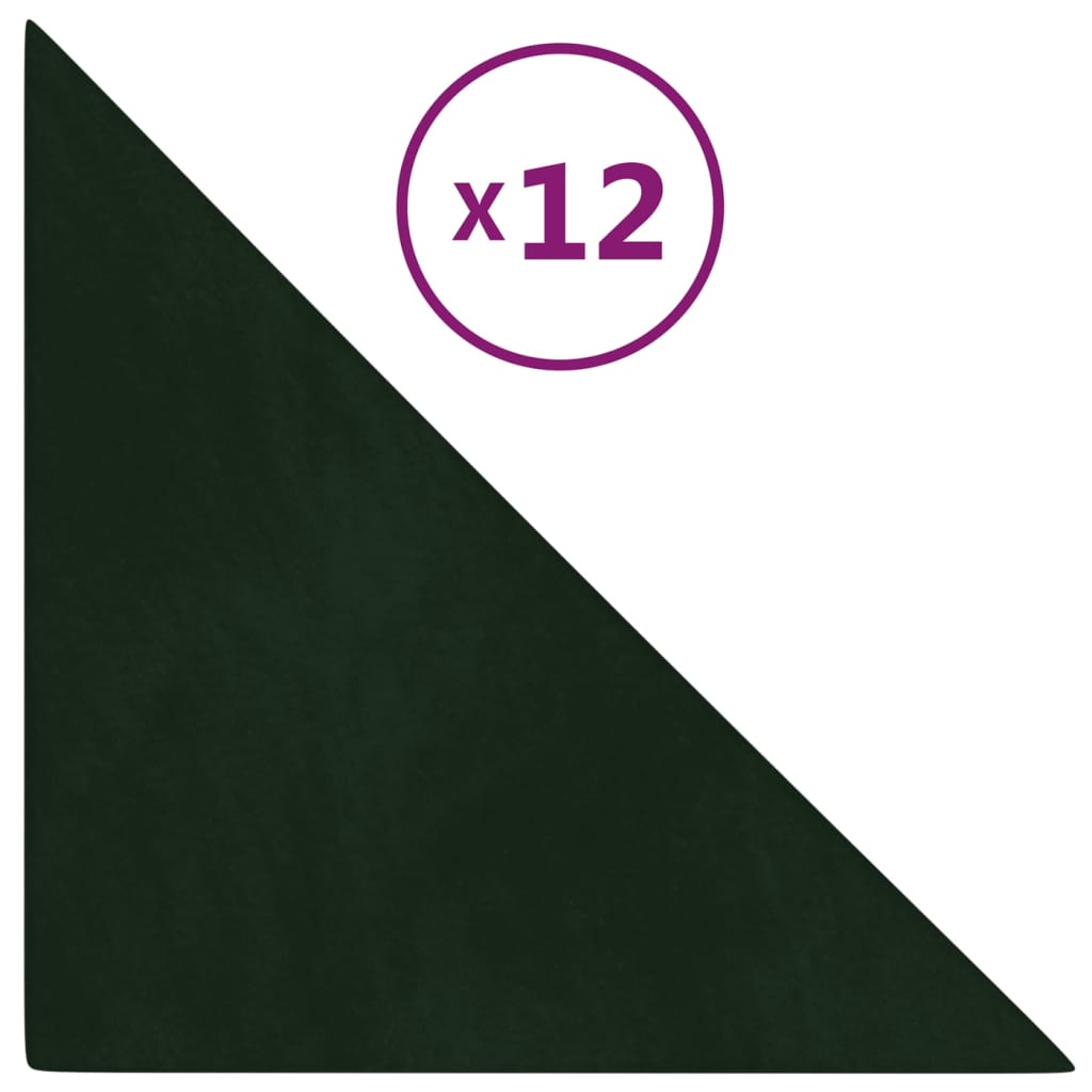 Pannelli Murali 12 pz Verde Scuro 30x30 cm in Velluto 0,54 m²