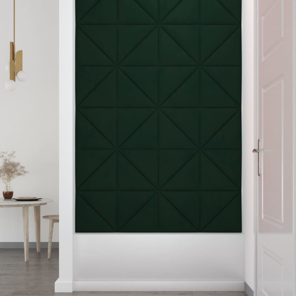 Pannelli Murali 12 pz Verde Scuro 30x30 cm in Velluto 0,54 m²