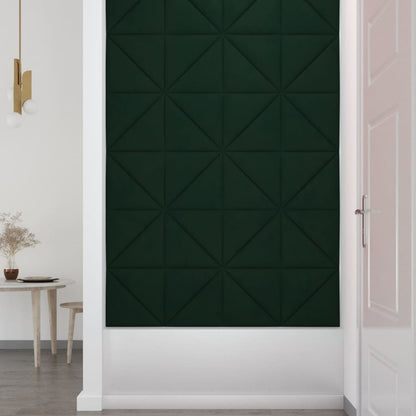 Pannelli Murali 12 pz Verde Scuro 30x30 cm in Velluto 0,54 m²