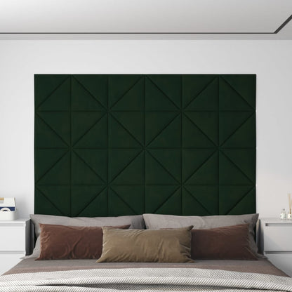 Pannelli Murali 12 pz Verde Scuro 30x30 cm in Velluto 0,54 m²
