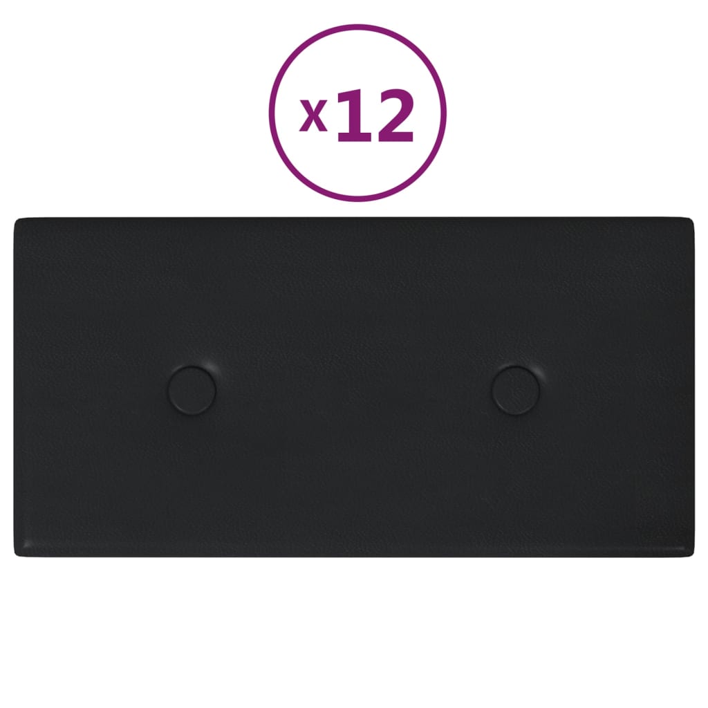 Pannelli Murali 12 pz Neri 30x15 cm in Similpelle 0,54 m²