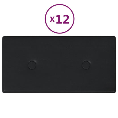 Pannelli Murali 12 pz Neri 30x15 cm in Similpelle 0,54 m²
