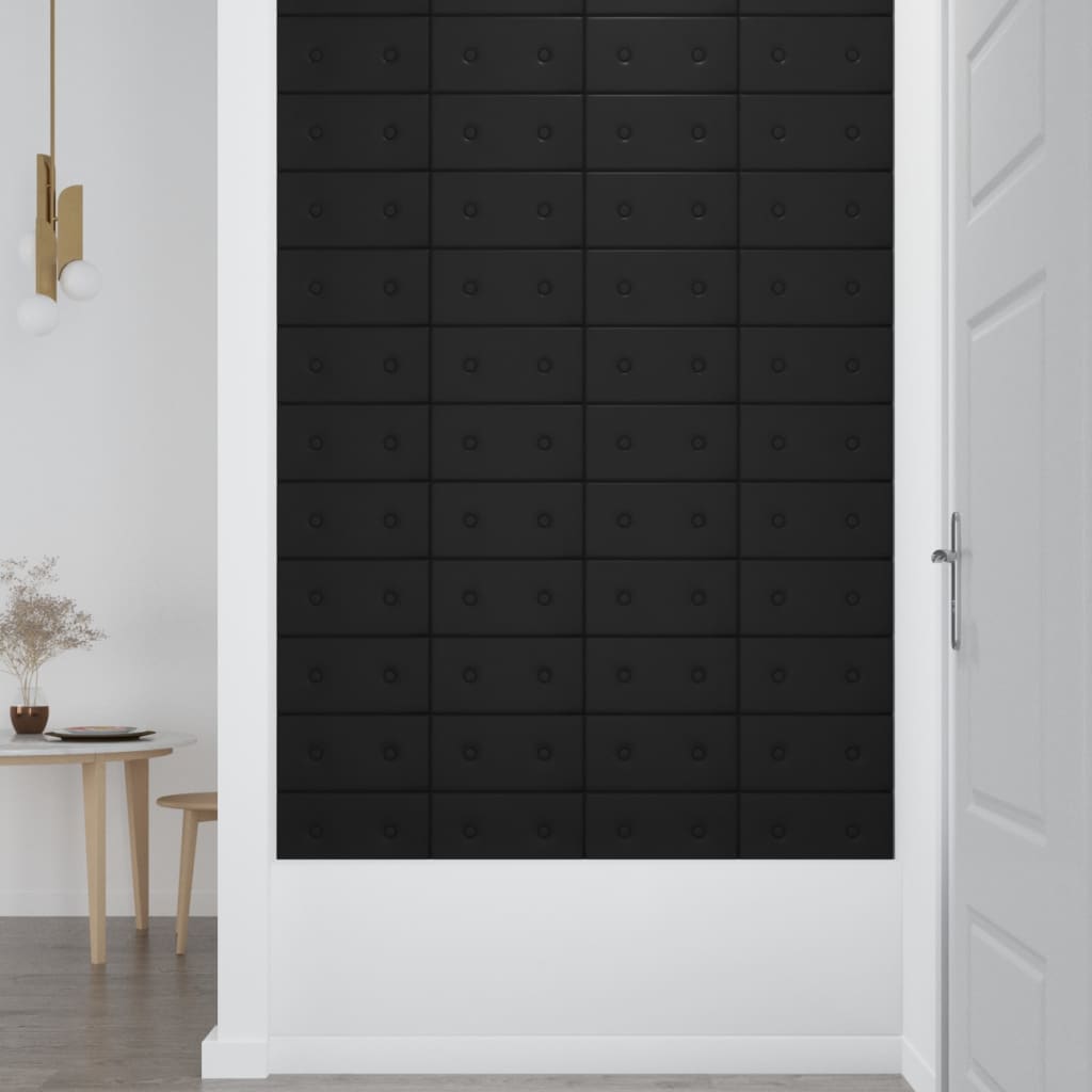 Pannelli Murali 12 pz Neri 30x15 cm in Similpelle 0,54 m²