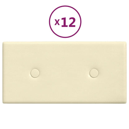 Pannelli Murali 12 pz Crema 30x15 cm in Similpelle 0,54 m²