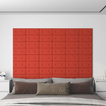 Pannelli Murali 12 pz Rossi 30x15 cm in Similpelle 0,54 m²