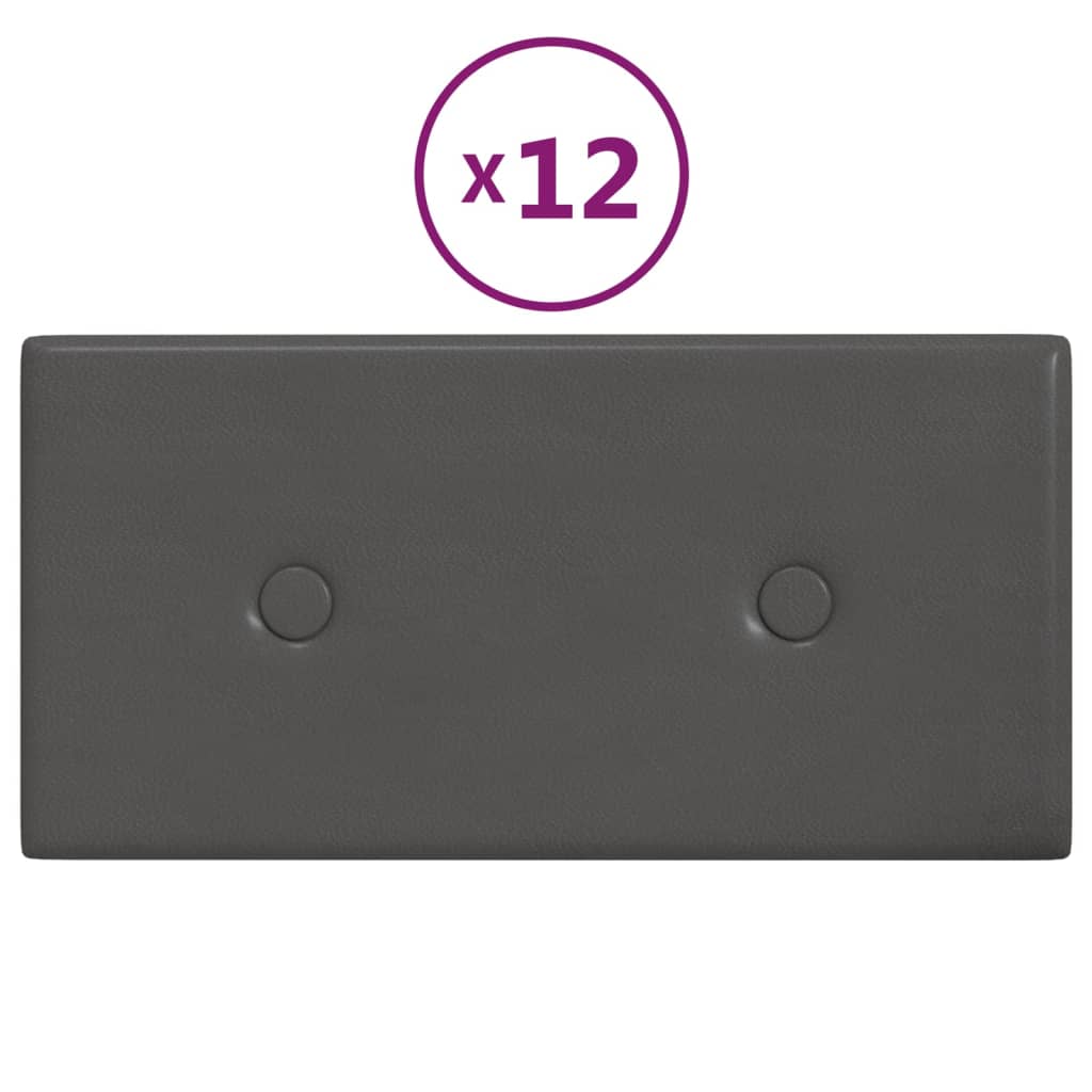 Pannelli Murali 12 pz Grigi 30x15 cm in Similpelle 0,54 m²