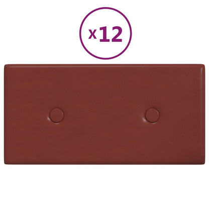 Pannelli Murali 12 pz Rosso Vino 30x15 cm in Similpelle 0,54 m²