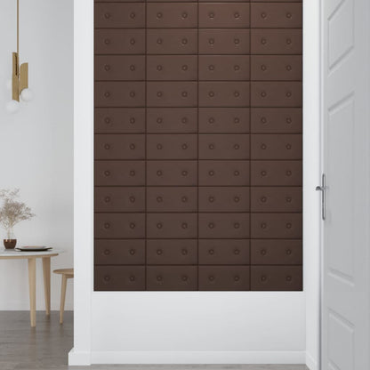 Pannelli Murali 12 pz Marroni 30x15 cm in Similpelle 0,54 m²