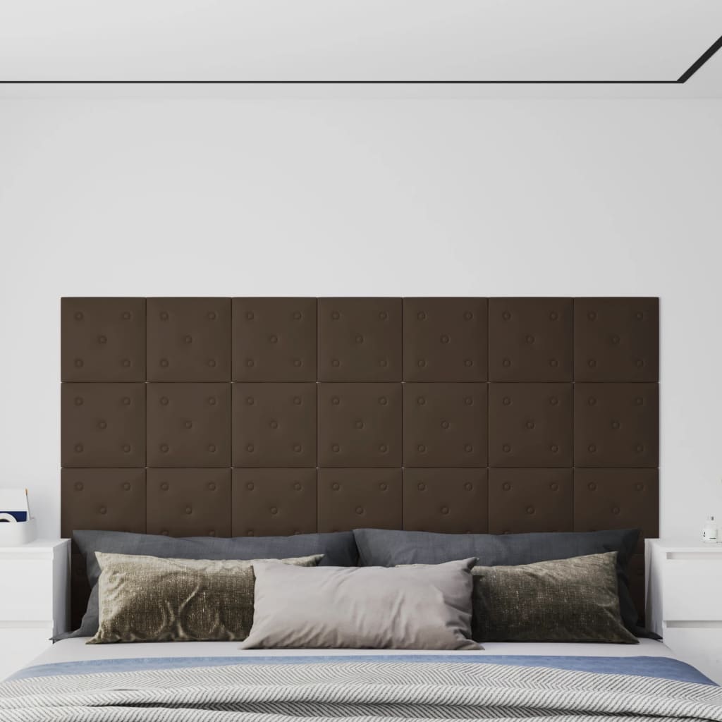 Pannelli Murali 12 pz Marroni 30x30 cm Similpelle 1,08 m²