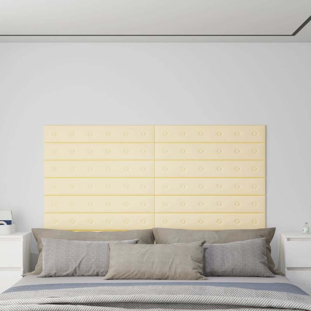 Pannelli Murali 12 pz Crema 90x15 cm in Similpelle 1,62 m²