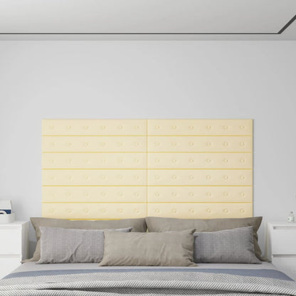 Pannelli Murali 12 pz Crema 90x15 cm in Similpelle 1,62 m²