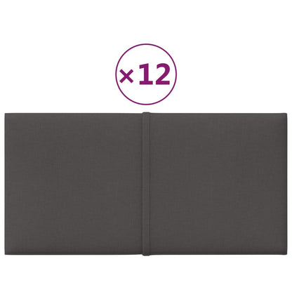 Pannelli Murali 12 pz Grigio Scuro 30x15 cm Tessuto 0,54 m²
