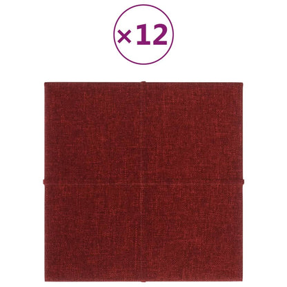 Pannelli Murali 12 pz Rosso Vino 30x30 cm in Tessuto 1,08 m²
