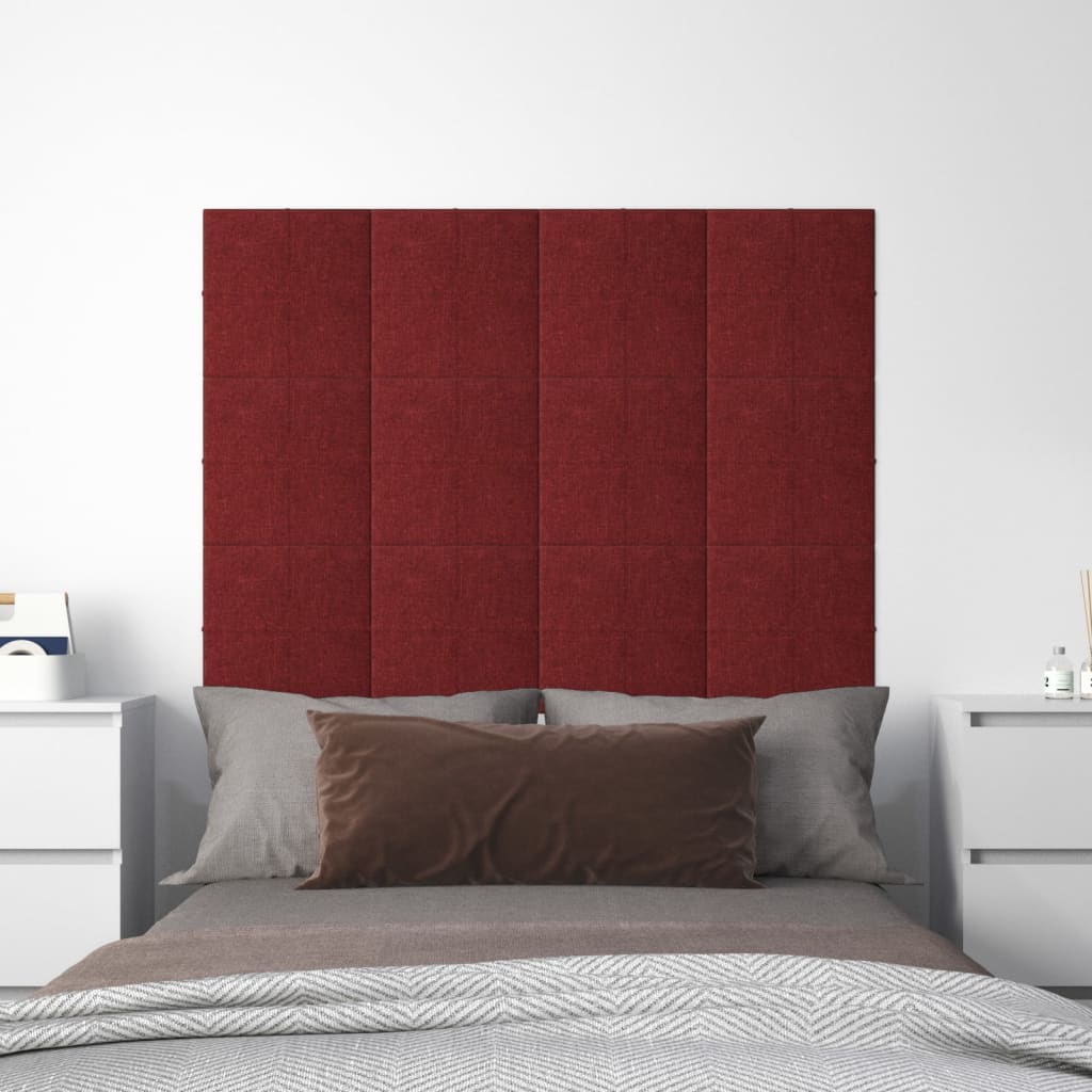 Pannelli Murali 12 pz Rosso Vino 30x30 cm in Tessuto 1,08 m²