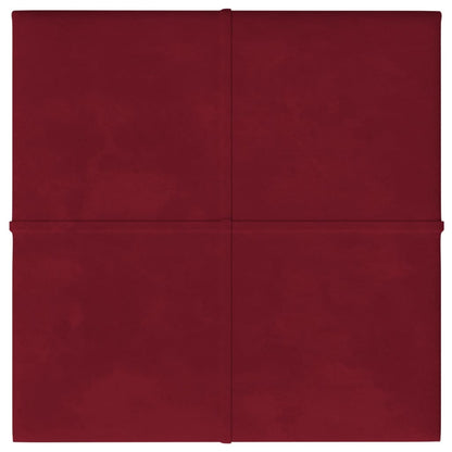 Pannelli Murali 12 pz Rosso Vino 60x15 cm Velluto 1,08 m²
