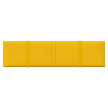 Pannelli Murali 12 pz Gialli 60x15 cm Velluto 1,08 m²