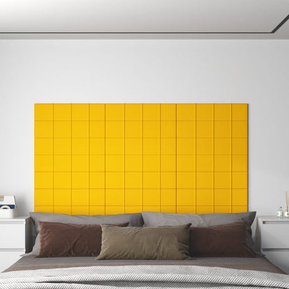 Pannelli Murali 12 pz Gialli 60x15 cm Velluto 1,08 m²