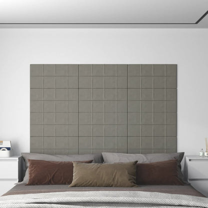Pannelli Murali 12 pz Grigio Chiaro 60x30 cm in Velluto 2,16 m²