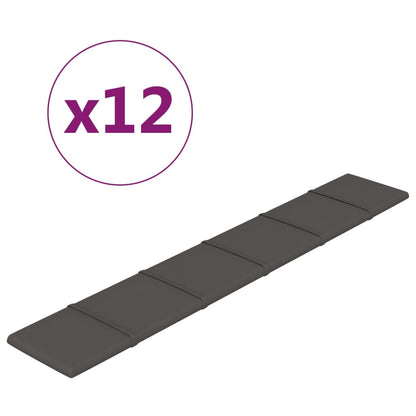 Pannelli Murali 12 pz Grigio Scuro 90x15 cm Tessuto 1,62 m²