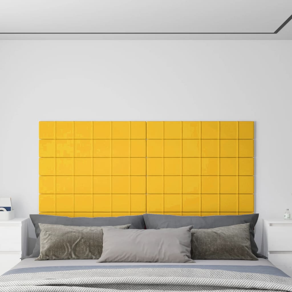 Pannelli Murali 12 pz Gialli 90x15 cm Velluto 1,62 m²