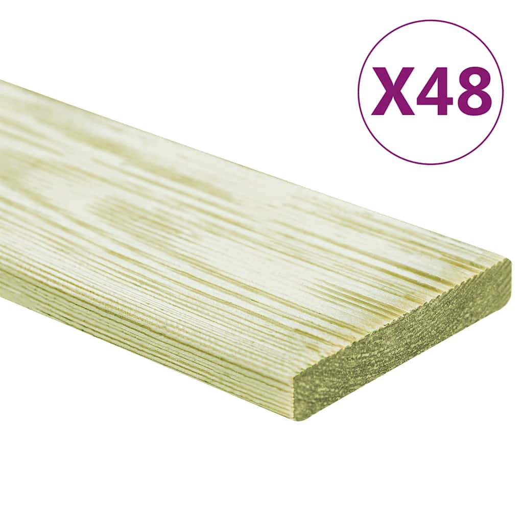 Tavole Pavimento 48pz 5,76 m² 1m Legno Massello Pino Impregnato