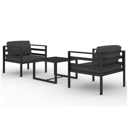 Set Divani da Giardino 3 pz con Cuscini in Alluminio Antracite