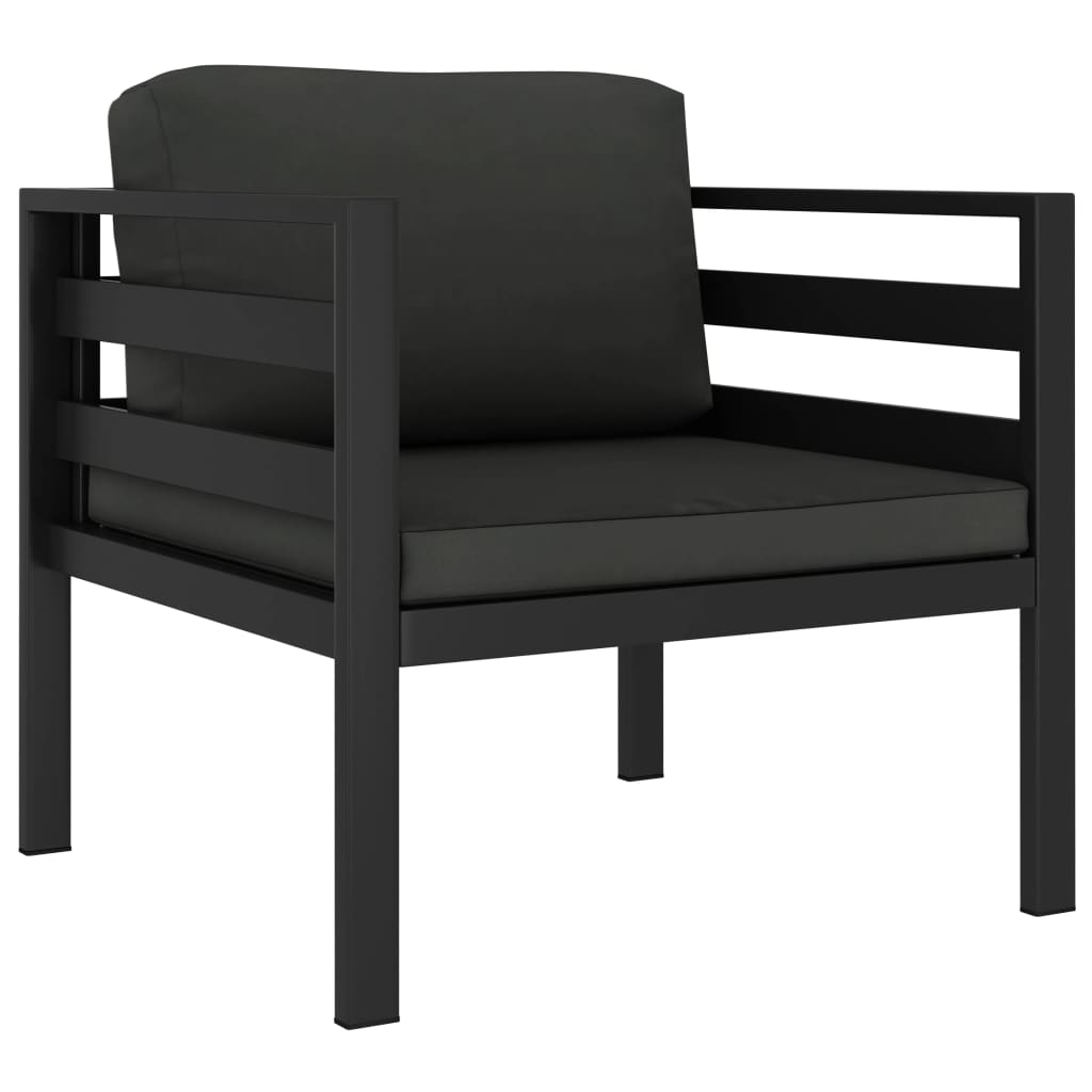 Set Divani da Giardino 3 pz con Cuscini in Alluminio Antracite