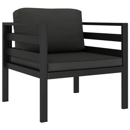 Set Divani da Giardino 3 pz con Cuscini in Alluminio Antracite
