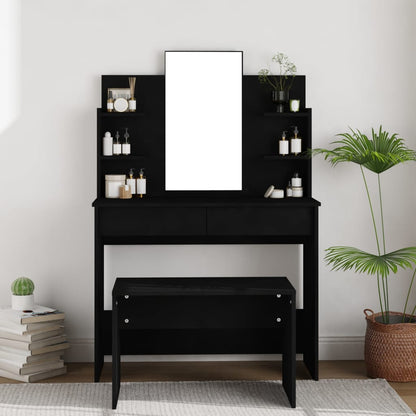 Toeletta con Specchio Nero 96x40x142 cm
