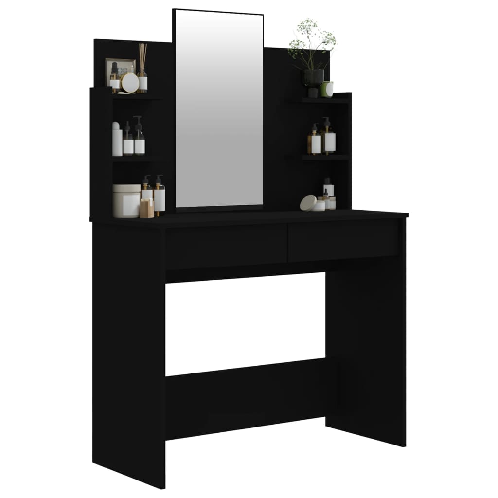 Toeletta con Specchio Nero 96x40x142 cm