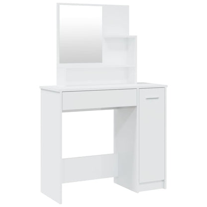 Toeletta con Specchio Bianco Lucido 86,5x35x136 cm