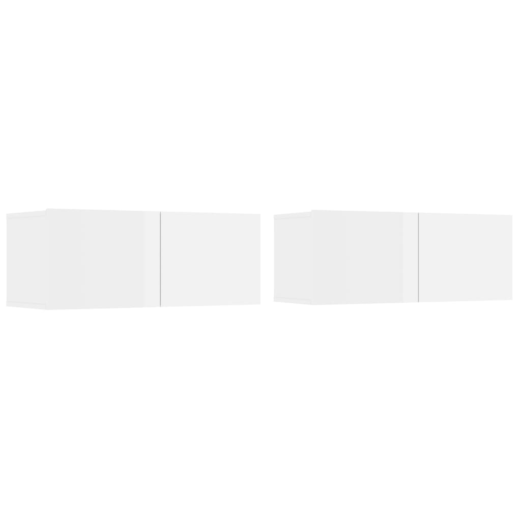 Mobili Porta TV 2pz Bianco Lucido 80x30x30 cm Legno Multistrato