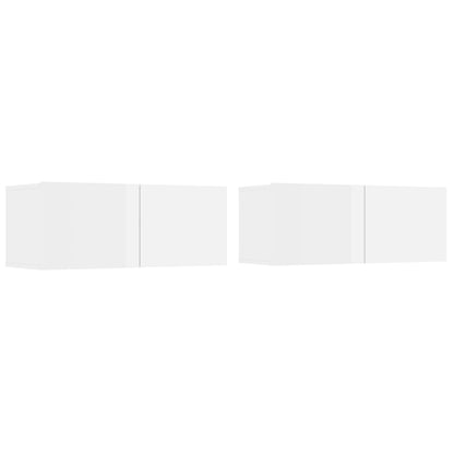 Mobili Porta TV 2pz Bianco Lucido 80x30x30 cm Legno Multistrato
