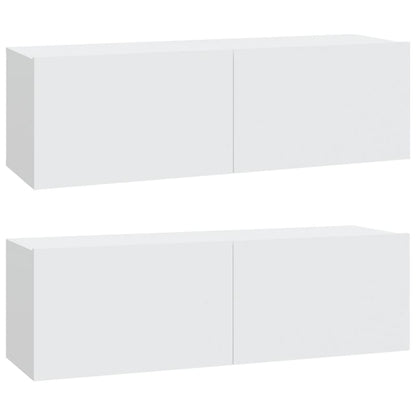 Mobili TV da Parete 2 pz Bianchi 100x30x30 cm Legno Multistrato