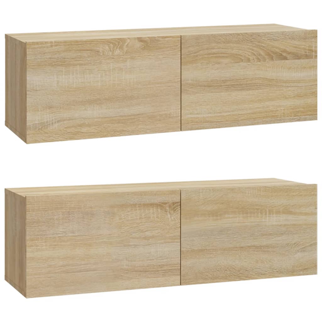 Mobili TV Muro 2pz Rovere Sonoma 100x30x30 cm Legno Multistrato