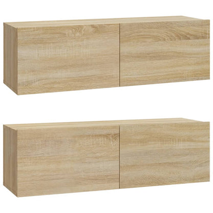 Mobili TV Muro 2pz Rovere Sonoma 100x30x30 cm Legno Multistrato
