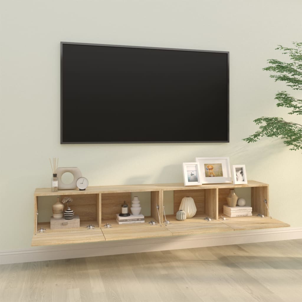 Mobili TV Muro 2pz Rovere Sonoma 100x30x30 cm Legno Multistrato