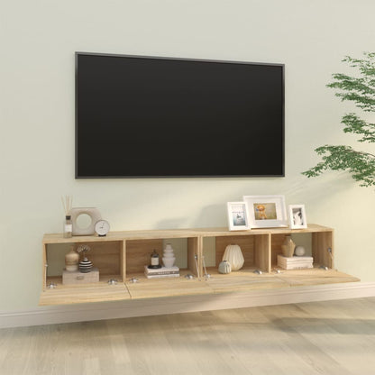 Mobili TV Muro 2pz Rovere Sonoma 100x30x30 cm Legno Multistrato