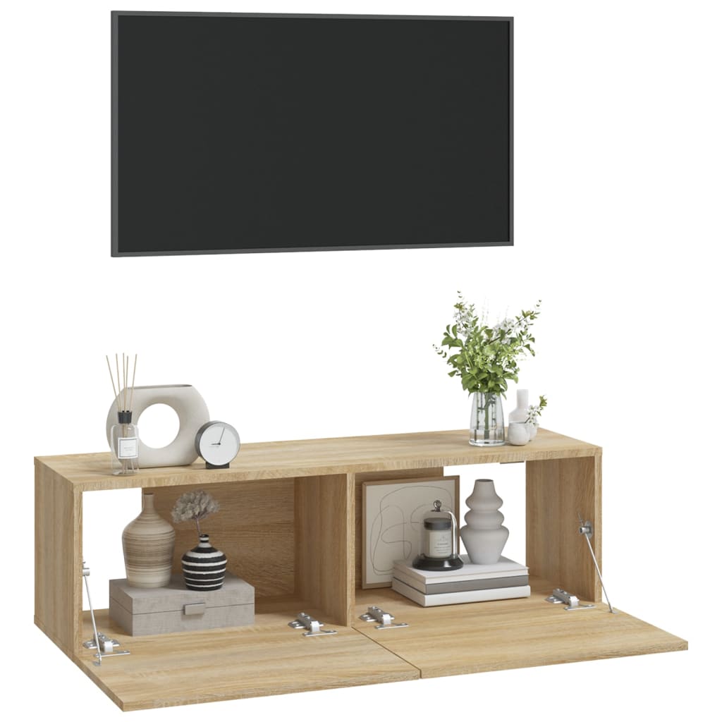 Mobili TV Muro 2pz Rovere Sonoma 100x30x30 cm Legno Multistrato