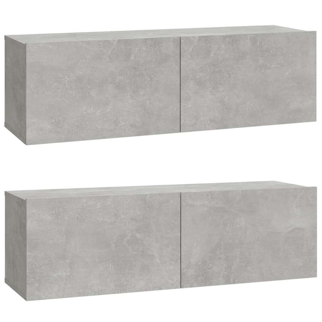 Mobili TV da Parete 2 pz Grigio Cemento 100x30x30 cm in Legno