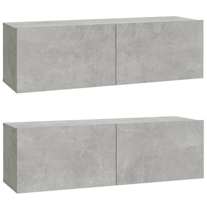 Mobili TV da Parete 2 pz Grigio Cemento 100x30x30 cm in Legno
