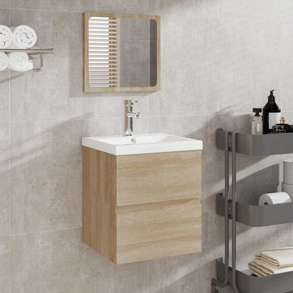 Mobile da Bagno con Specchio Rovere Sonoma in Legno Multistrato