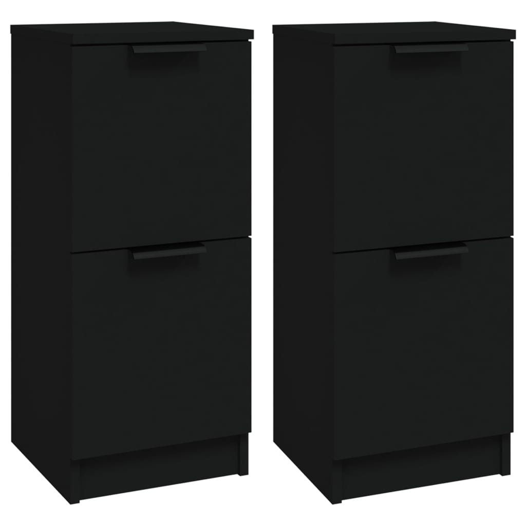 Credenze 2 pz Nere 30x30x70 cm in Legno Multistrato