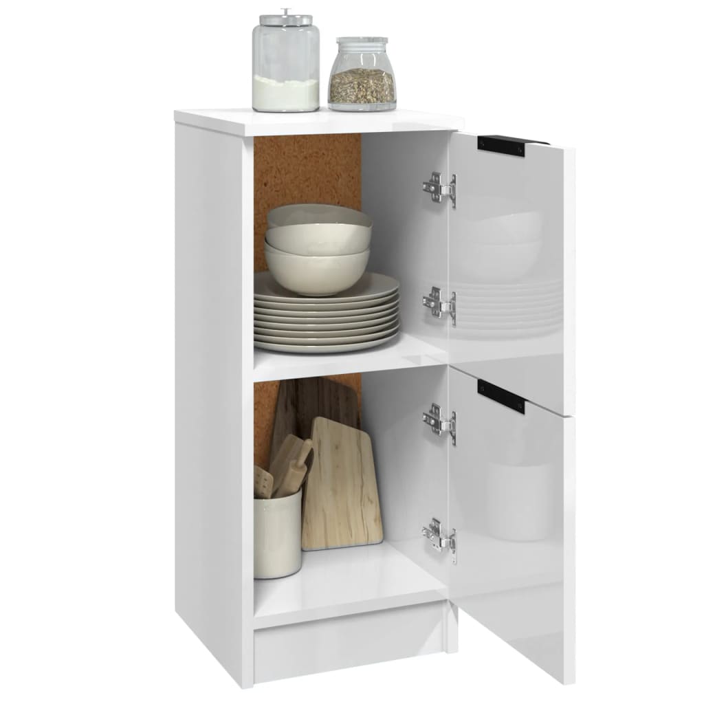 Credenze 2 pz Bianco Lucido 30x30x70 cm in Legno Multistrato