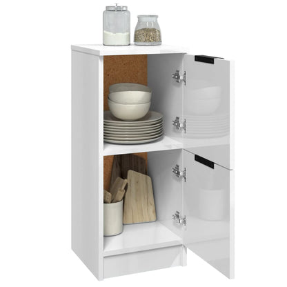 Credenze 2 pz Bianco Lucido 30x30x70 cm in Legno Multistrato