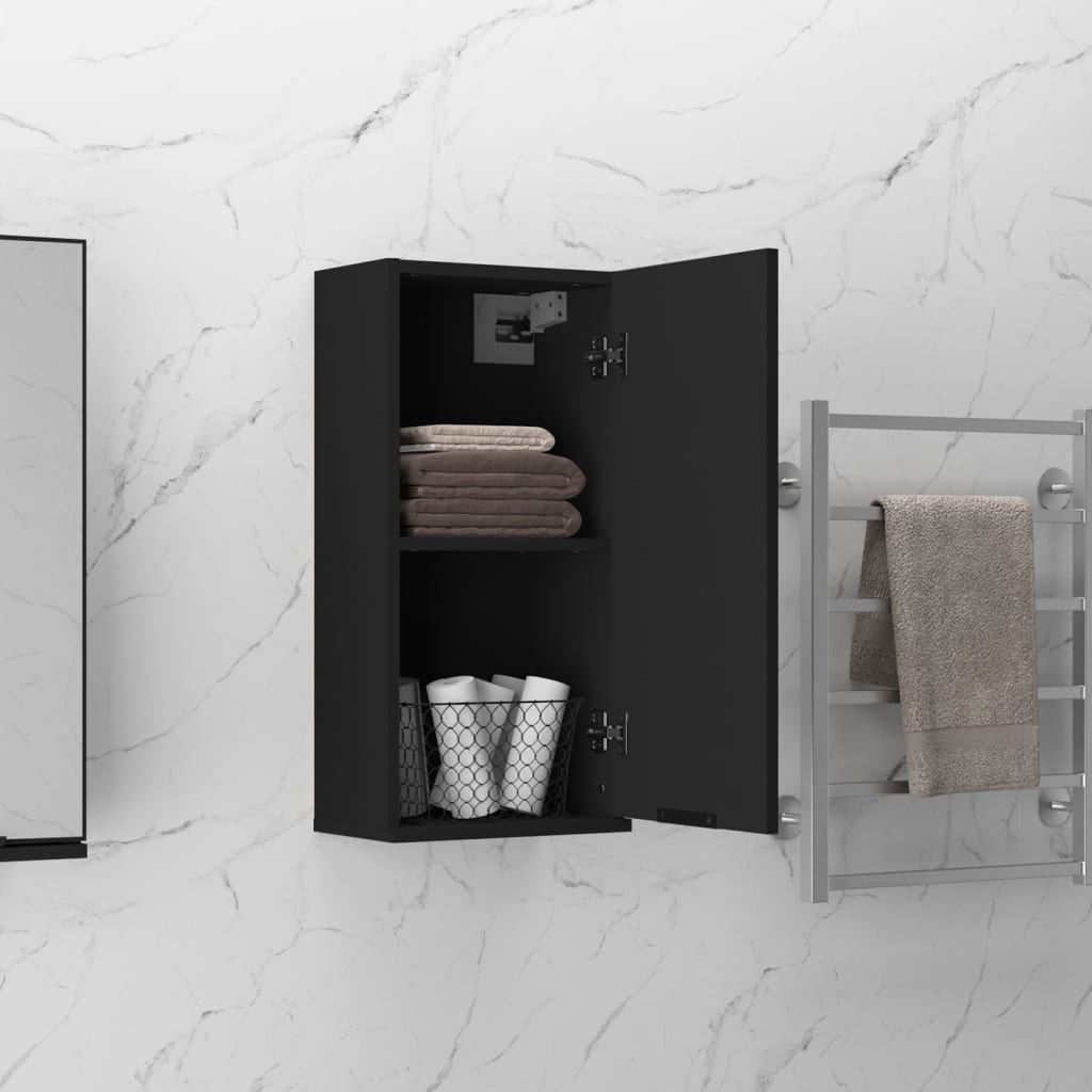 Mobile da Bagno a Parete Nero 32x20x67 cm