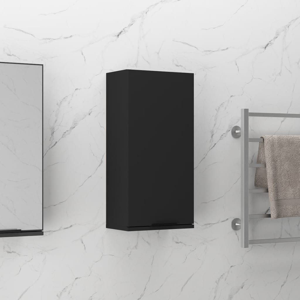 Mobile da Bagno a Parete Nero 32x20x67 cm