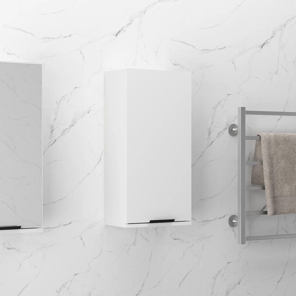 Mobile da Bagno a Parete Bianco Lucido 32x20x67 cm