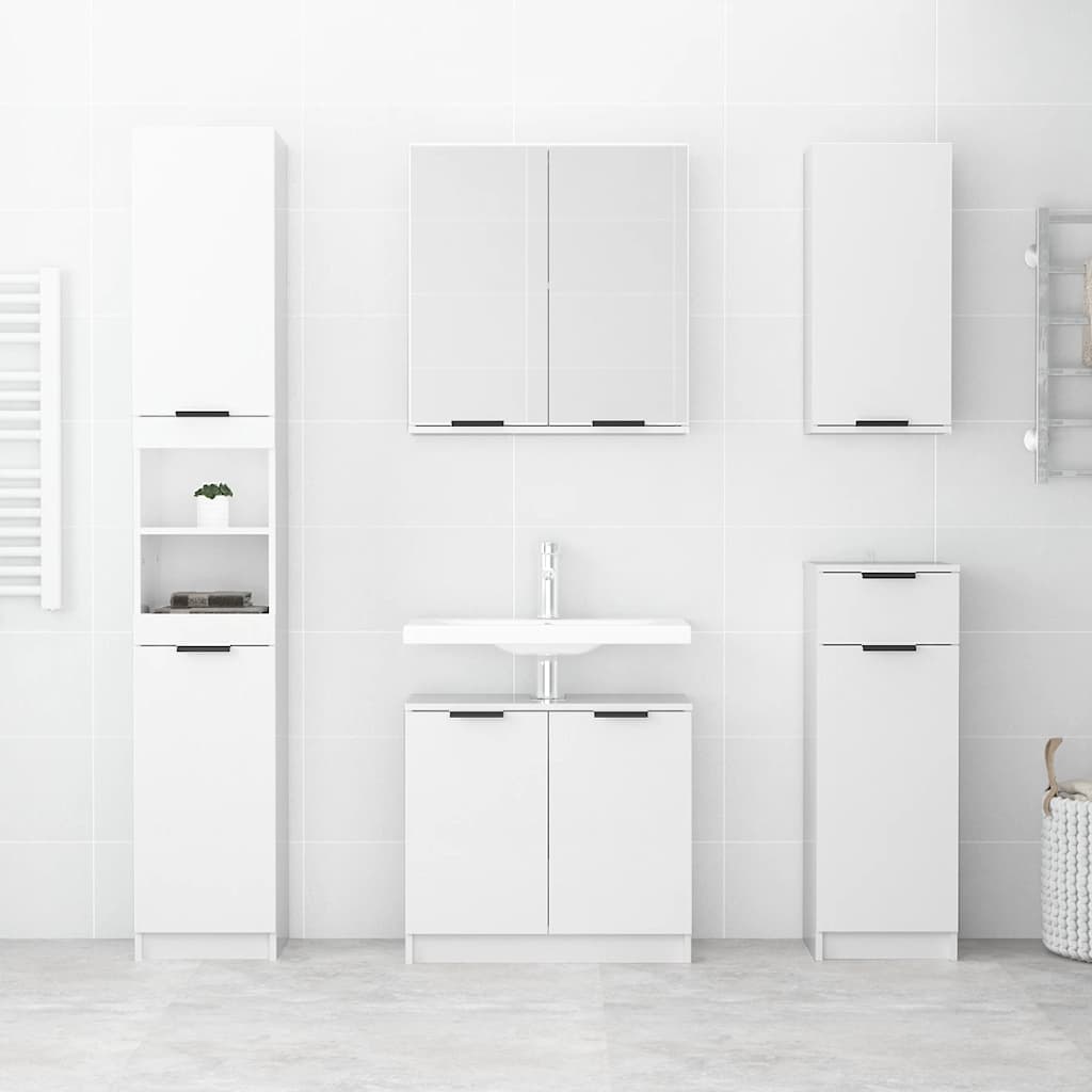 Mobile da Bagno Bianco Lucido 64,5x33,5x59 cm Legno Multistrato