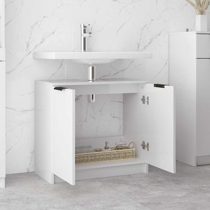 Mobile da Bagno Bianco Lucido 64,5x33,5x59 cm Legno Multistrato